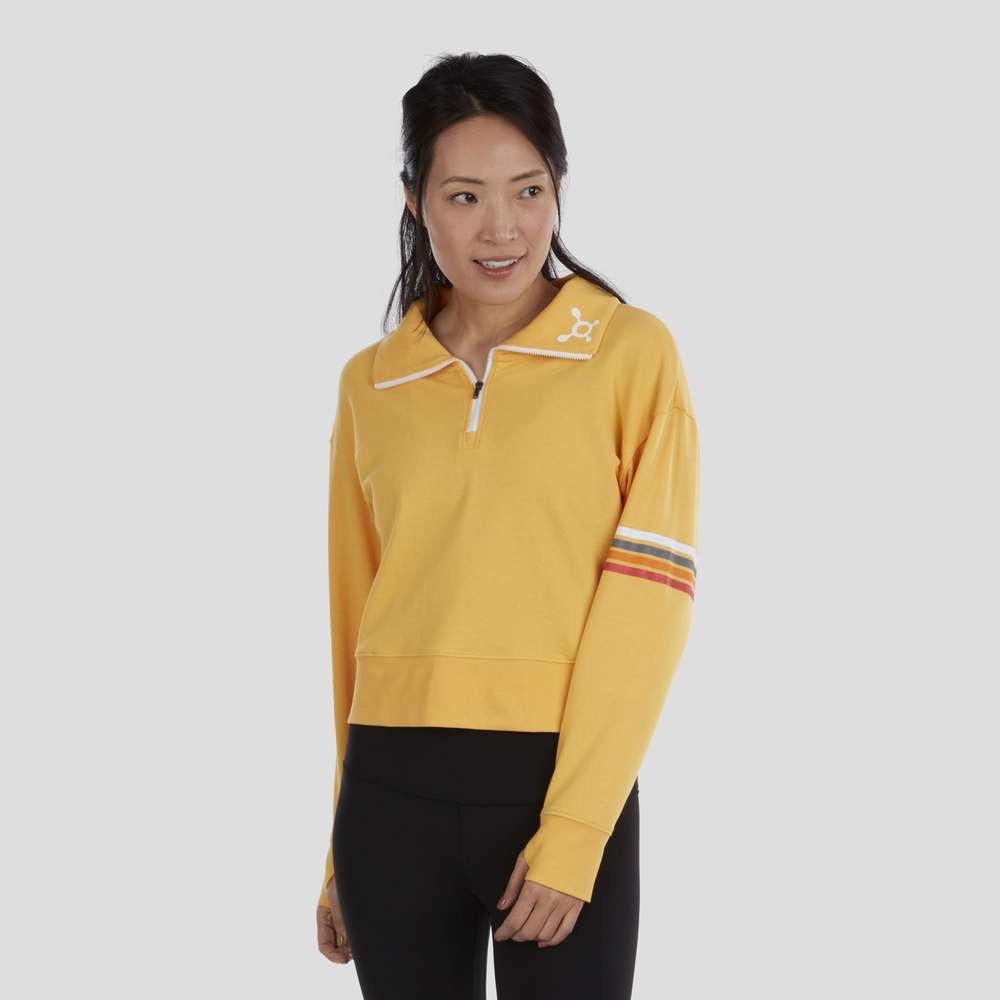 NWT OTF Womens Crop Half Zip Everyday French Terry Pullover Serotonin